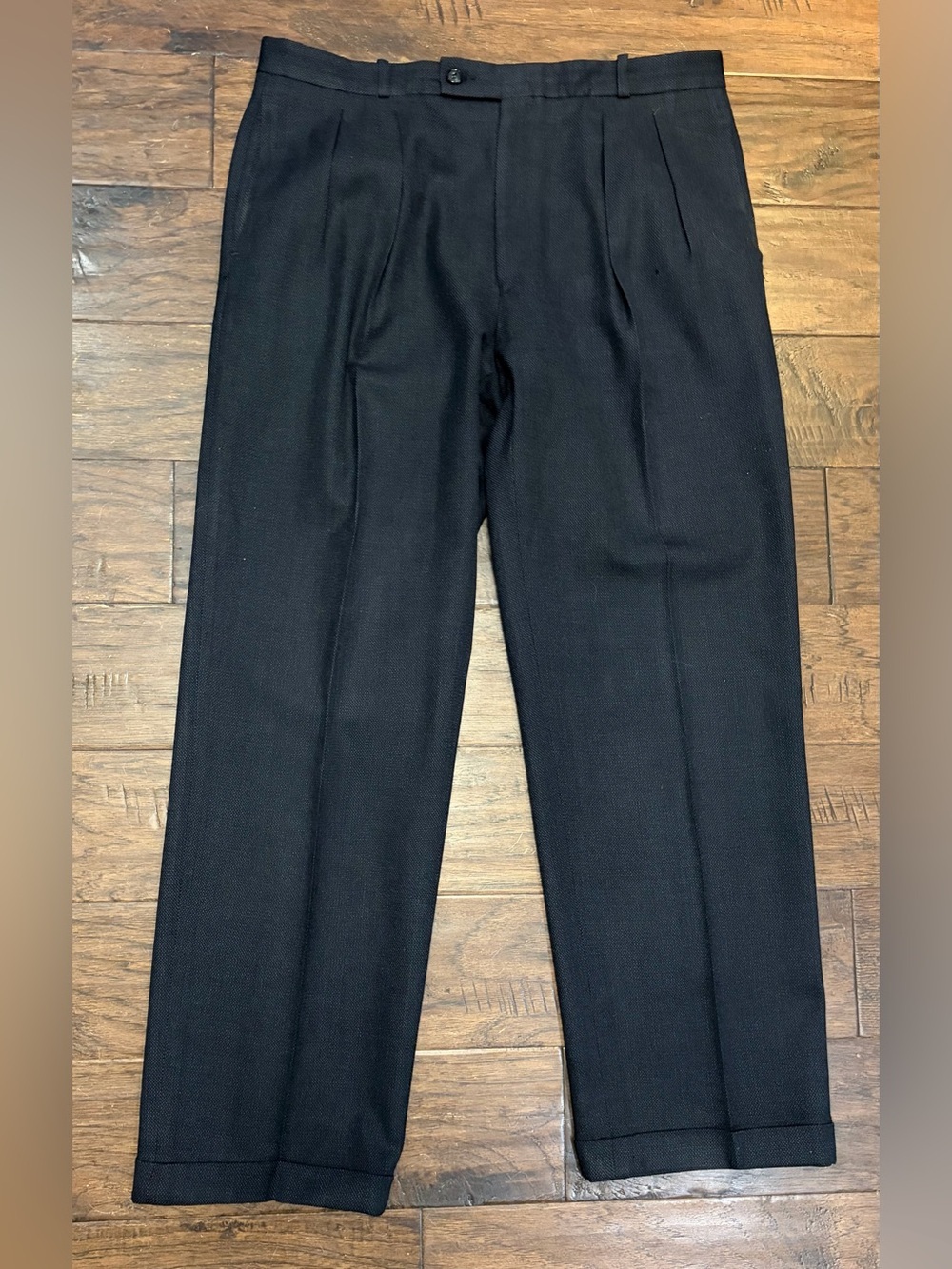 Vintage French Made 100% Wool Suit Black Mens 42R 32x23 2 Piece - Picture 13 of 16